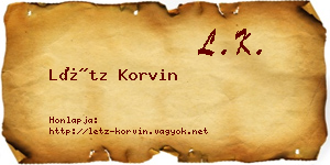 Létz Korvin névjegykártya